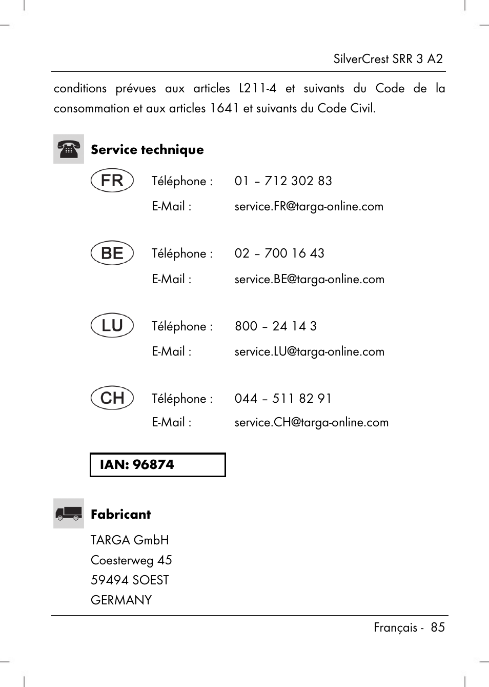 Silvercrest SRR 2 A2 User Manual | Page 87 / 130