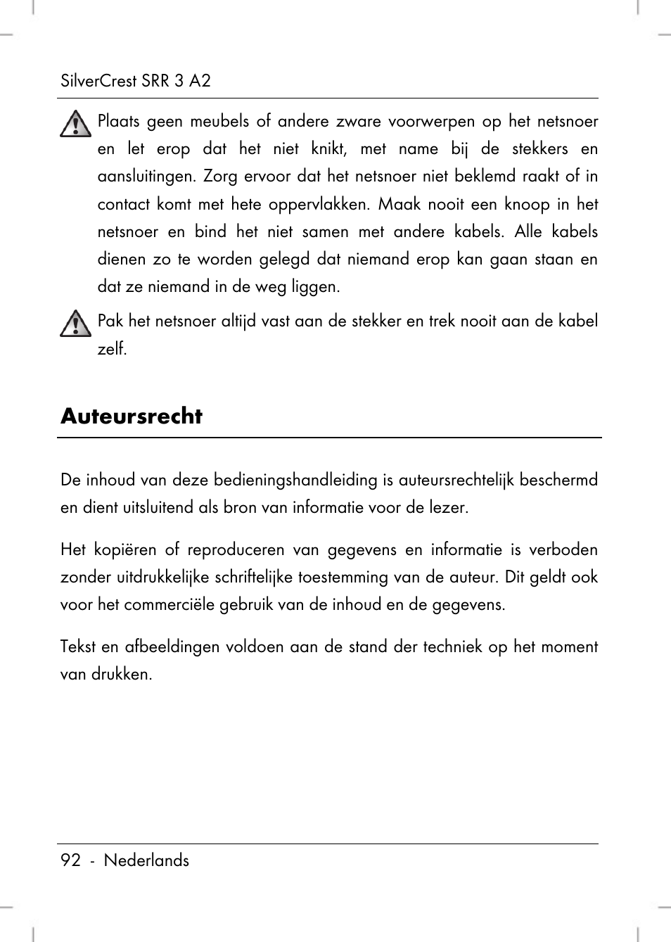 Auteursrecht | Silvercrest SRR 2 A2 User Manual | Page 94 / 130