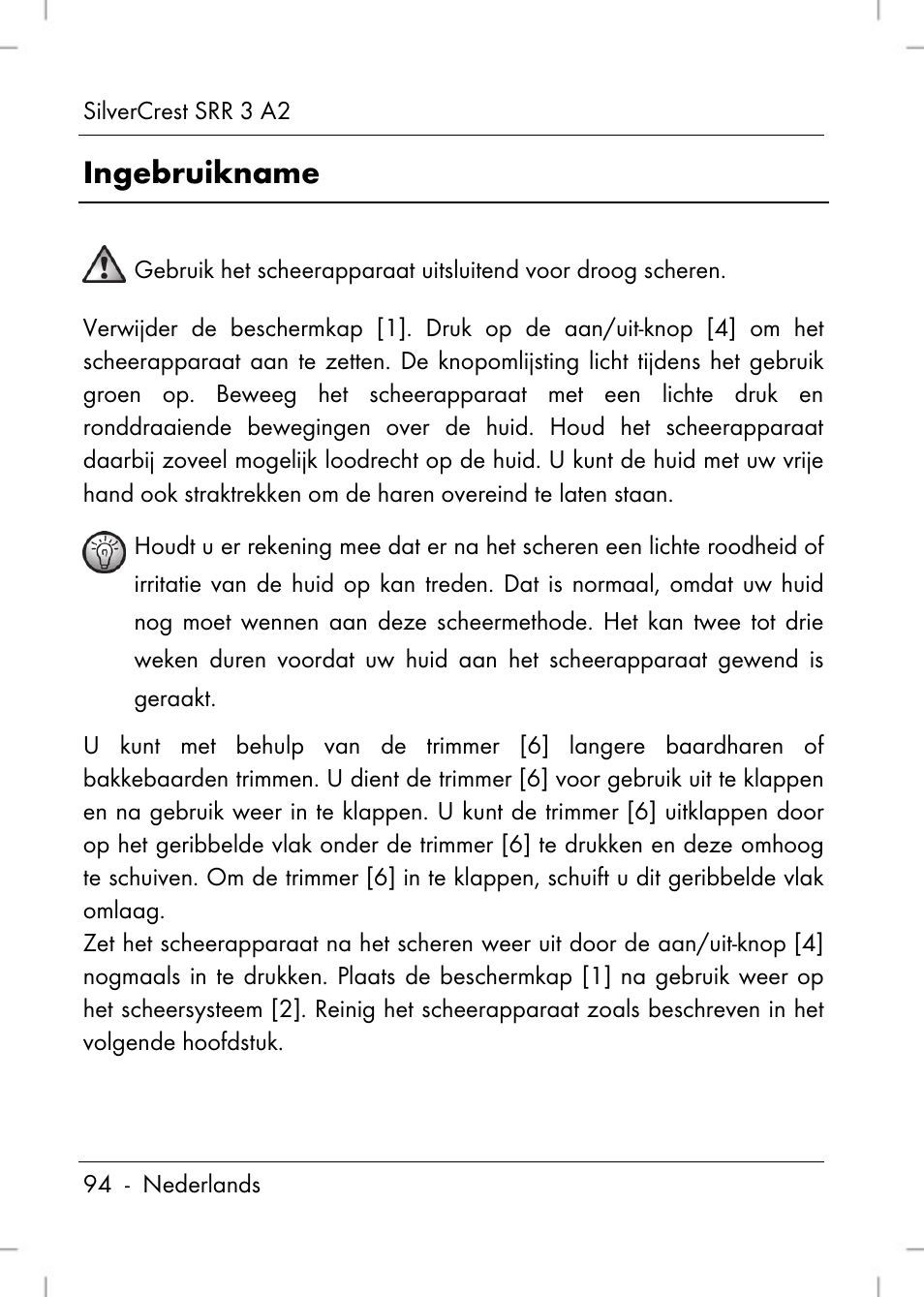 Ingebruikname | Silvercrest SRR 2 A2 User Manual | Page 96 / 130