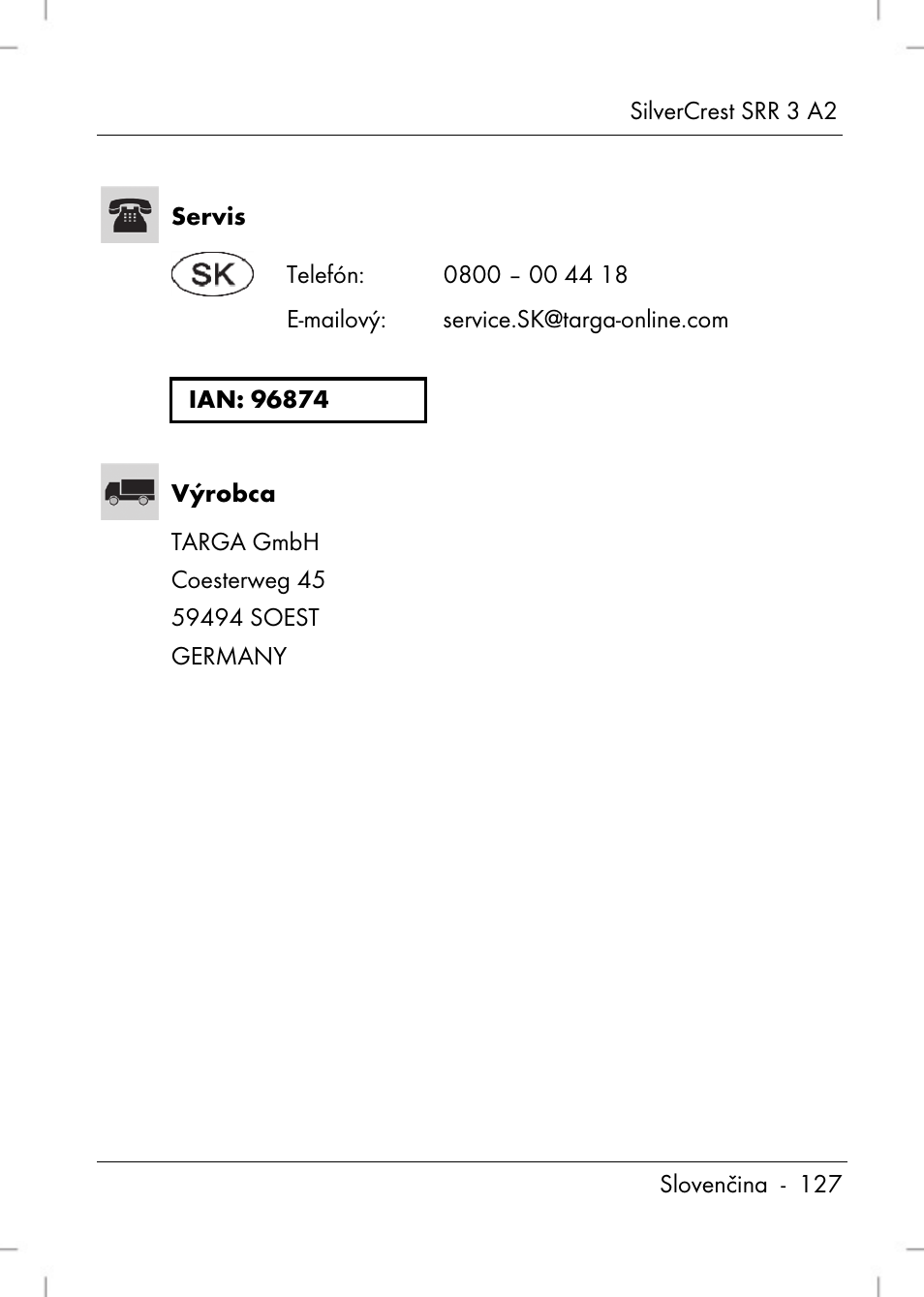 Silvercrest SRR 2 A2 User Manual | Page 129 / 152