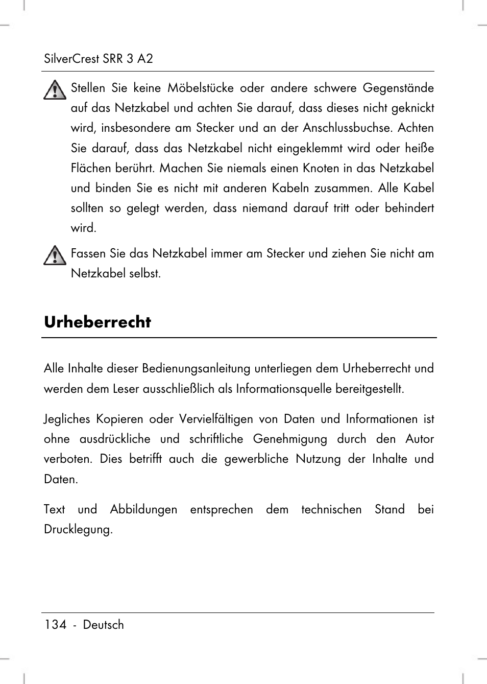 Urheberrecht | Silvercrest SRR 2 A2 User Manual | Page 136 / 152