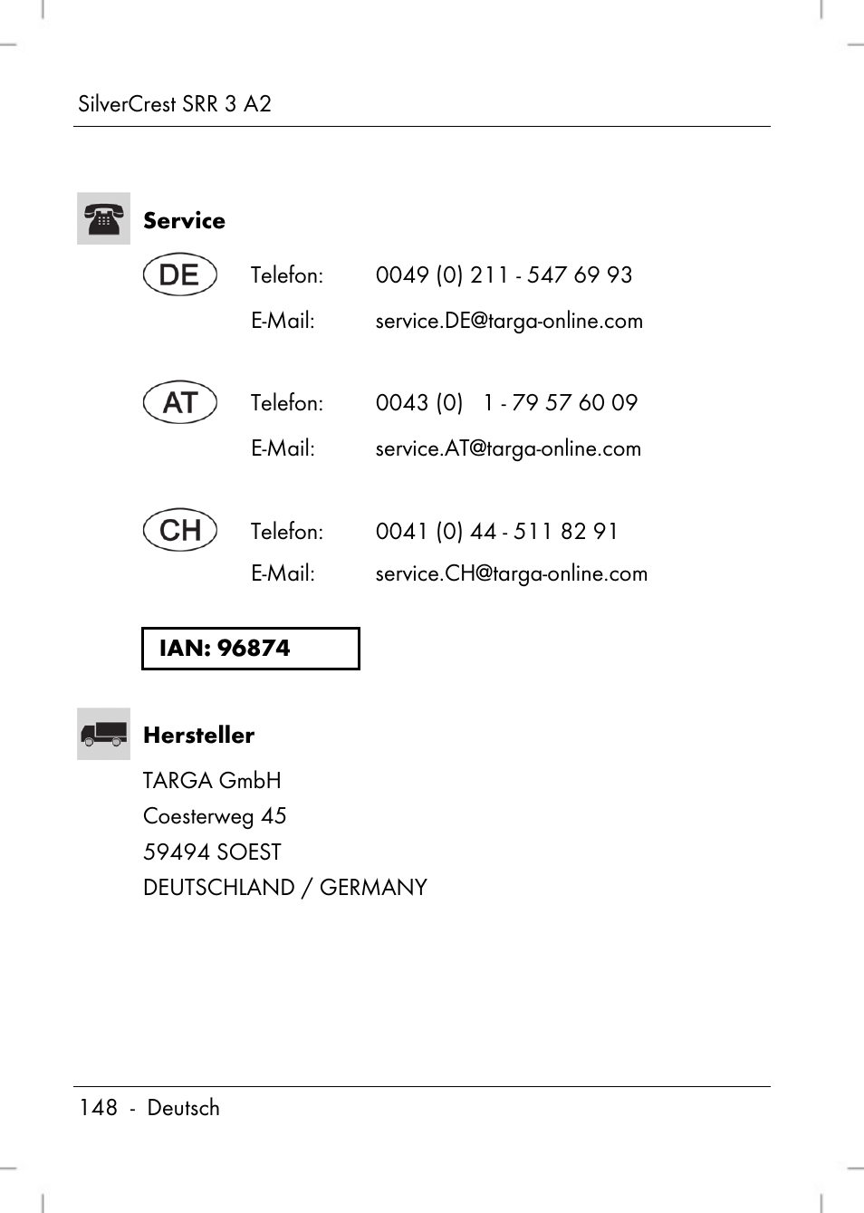 Silvercrest SRR 2 A2 User Manual | Page 150 / 152
