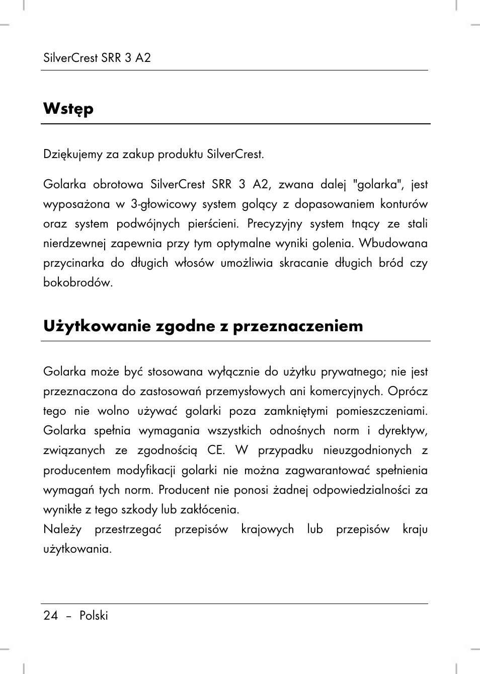 Wstęp, Użytkowanie zgodne z przeznaczeniem | Silvercrest SRR 2 A2 User Manual | Page 26 / 152