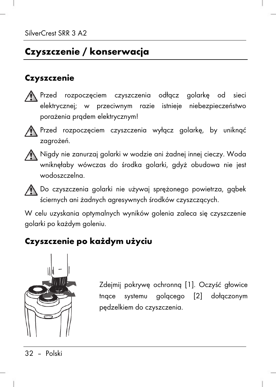 Czyszczenie / konserwacja | Silvercrest SRR 2 A2 User Manual | Page 34 / 152