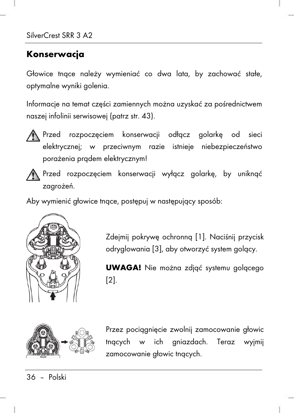 Konserwacja | Silvercrest SRR 2 A2 User Manual | Page 38 / 152