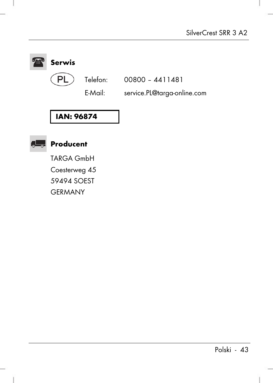 Silvercrest SRR 2 A2 User Manual | Page 45 / 152