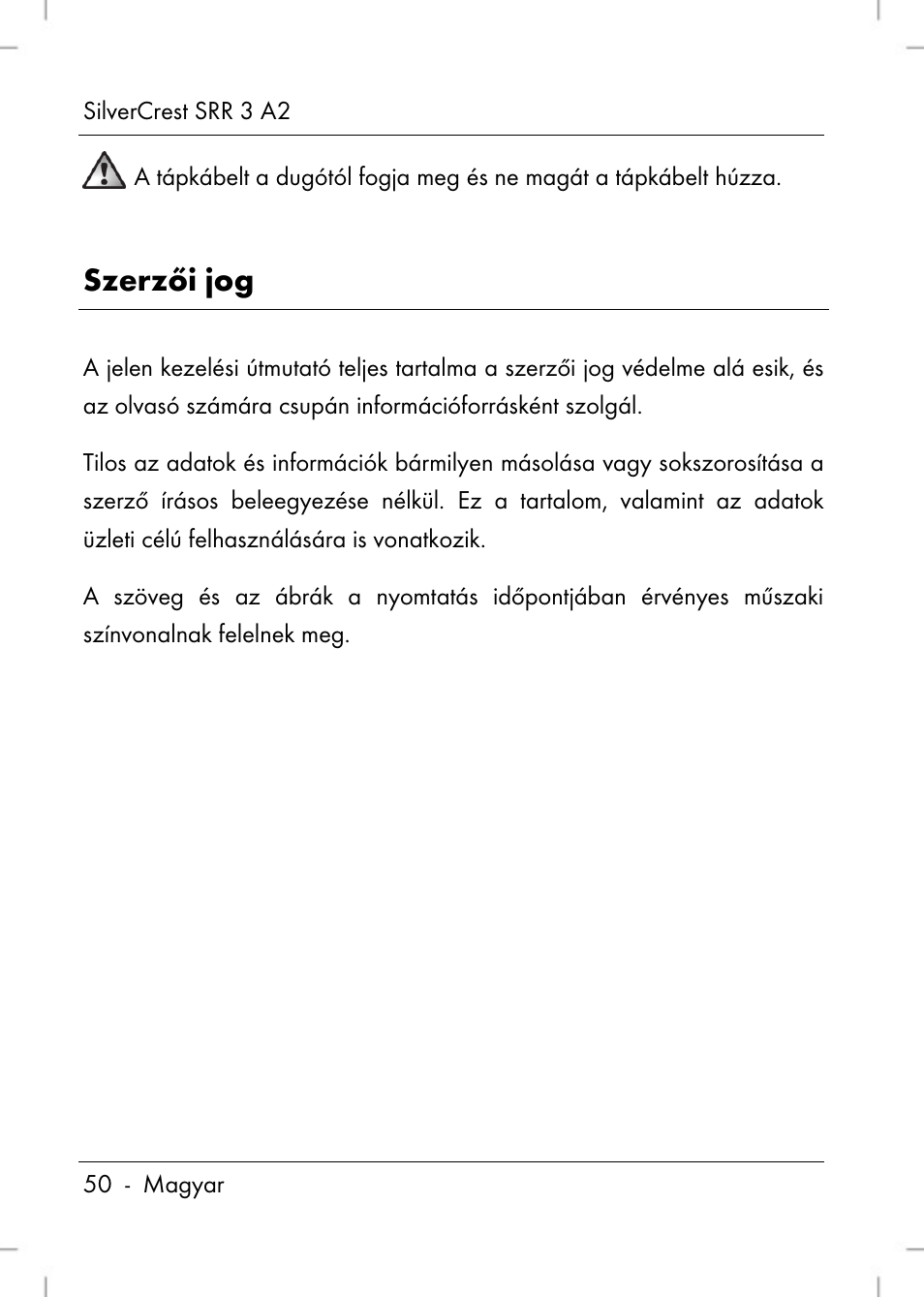 Szerzői jog | Silvercrest SRR 2 A2 User Manual | Page 52 / 152