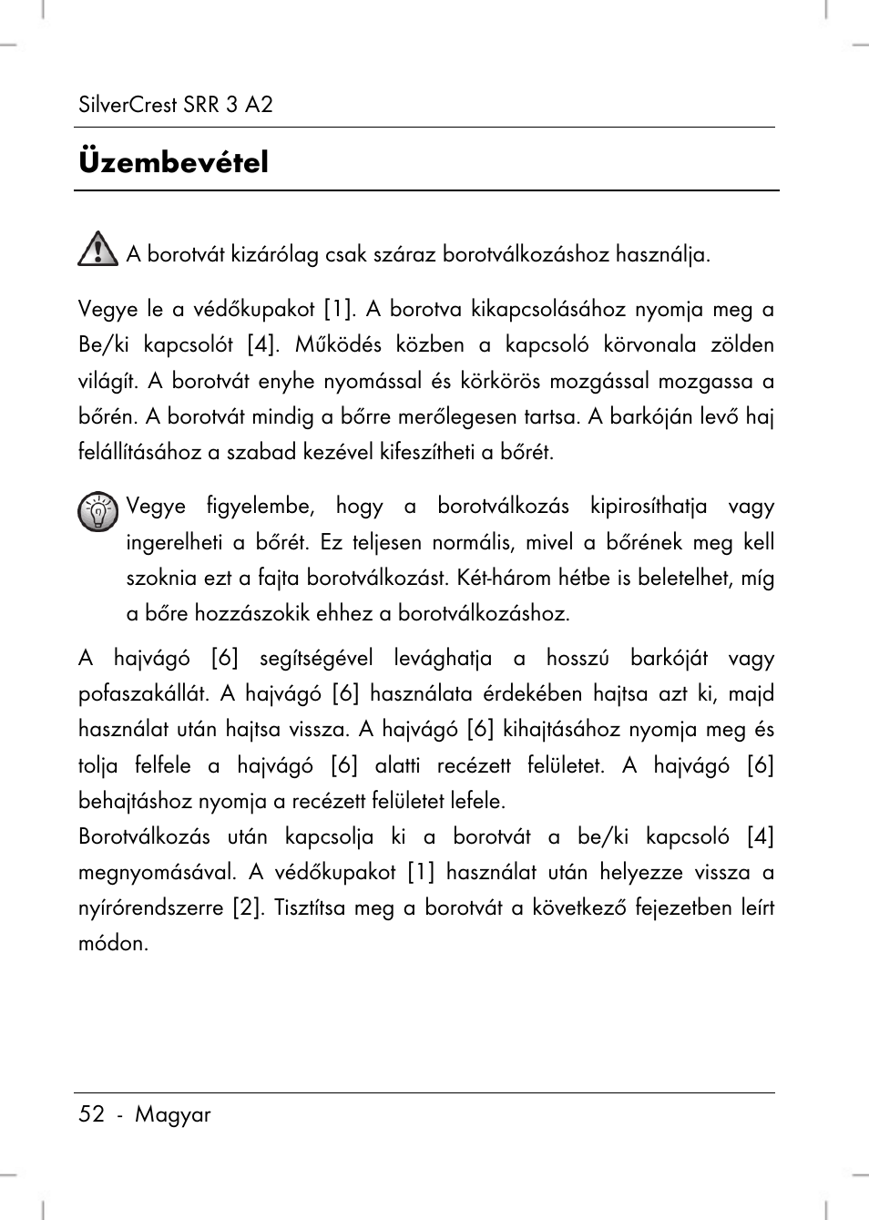 Üzembevétel | Silvercrest SRR 2 A2 User Manual | Page 54 / 152