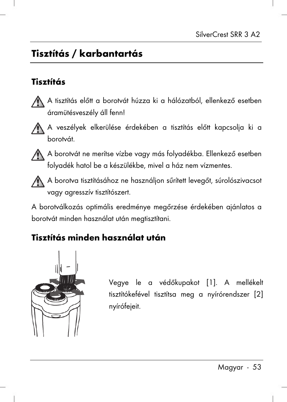 Tisztítás / karbantartás | Silvercrest SRR 2 A2 User Manual | Page 55 / 152