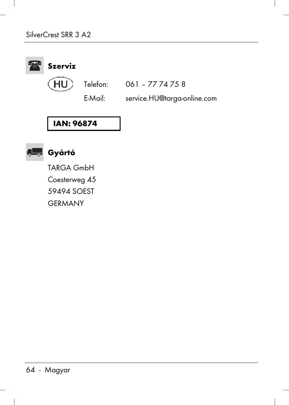 Silvercrest SRR 2 A2 User Manual | Page 66 / 152