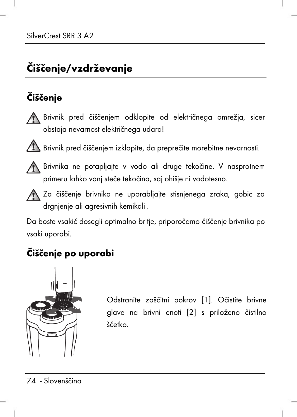 Čiščenje/vzdrževanje | Silvercrest SRR 2 A2 User Manual | Page 76 / 152