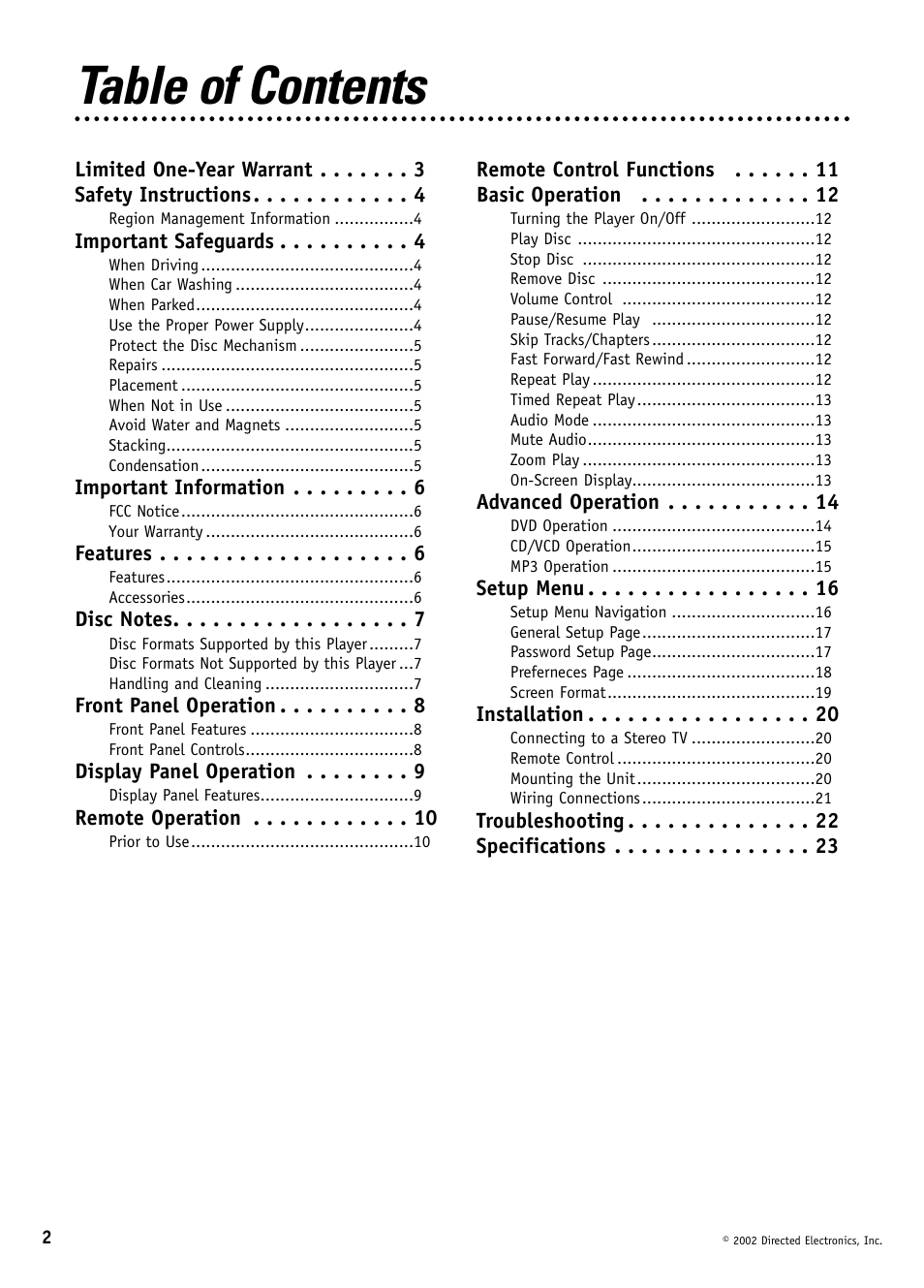 Directed Video DV1600 User Manual | Page 2 / 24