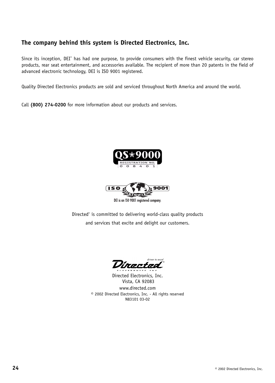 Directed Video DV1600 User Manual | Page 24 / 24