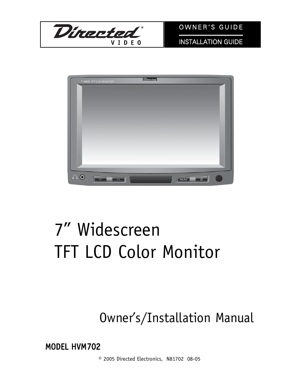 Directed Video HVM702 User Manual | 20 pages