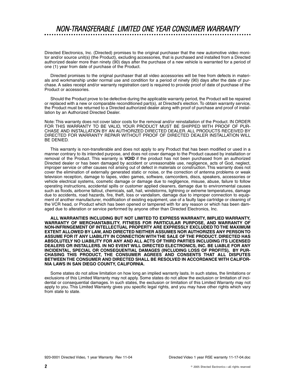 Directed Video HVM702 User Manual | Page 2 / 20