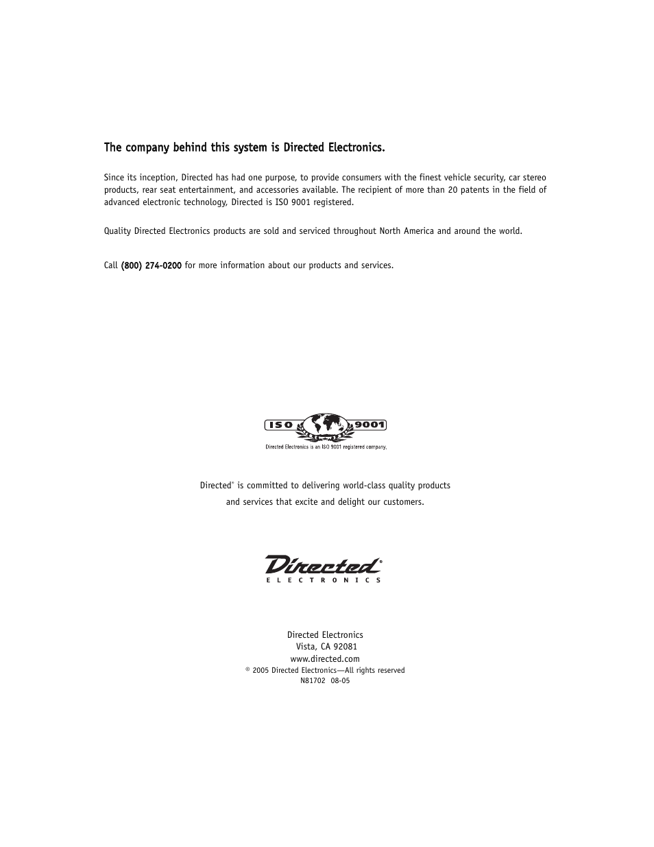 Directed Video HVM702 User Manual | Page 20 / 20