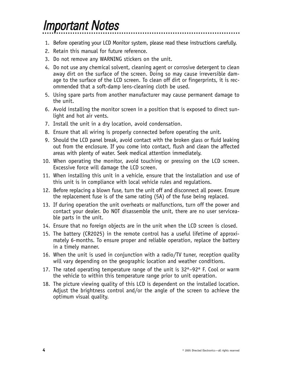 Iim mppoorrttaanntt n nootteess | Directed Video HVM702 User Manual | Page 4 / 20