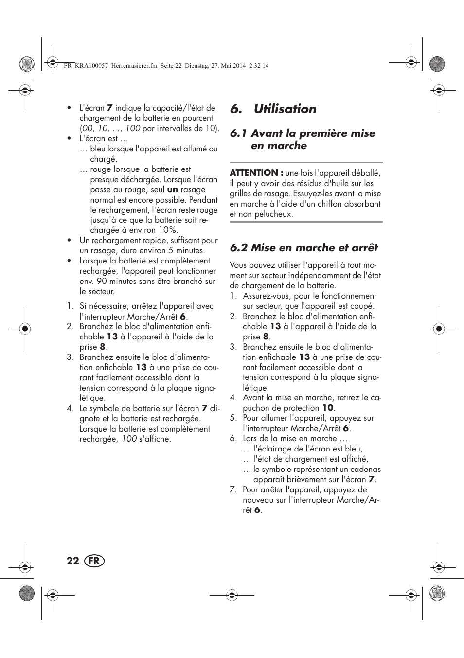 Utilisation | Silvercrest SFR 36 A1 User Manual | Page 24 / 62