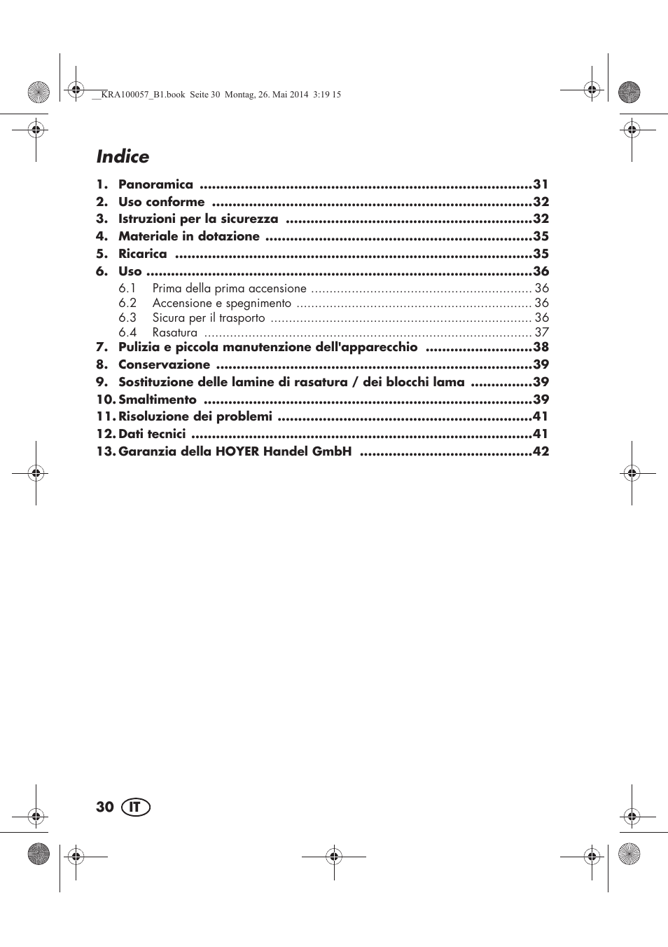 Indice | Silvercrest SFR 36 A1 User Manual | Page 32 / 62