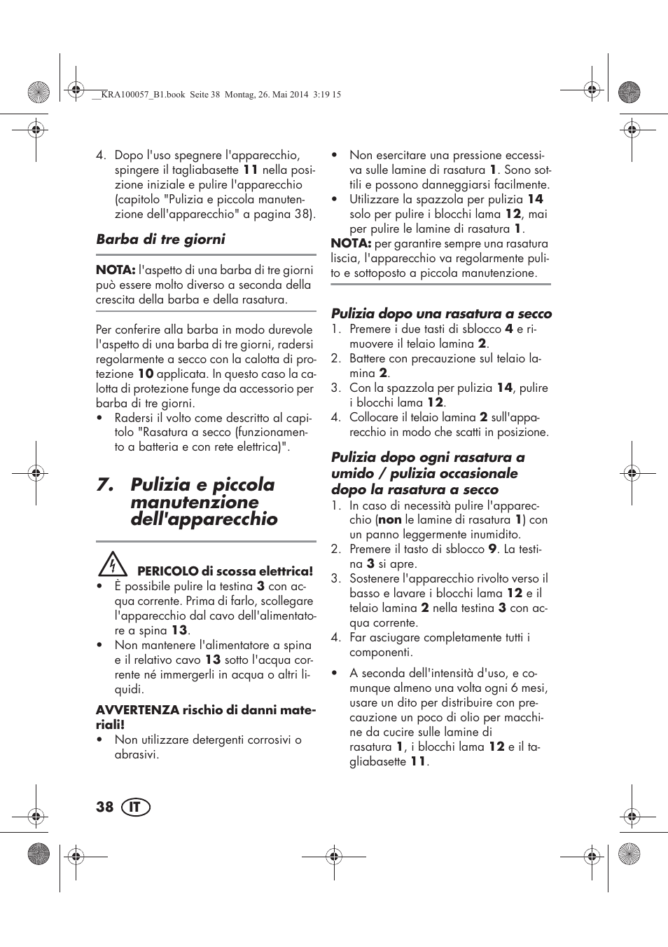 Pulizia e piccola manutenzione dell'apparecchio | Silvercrest SFR 36 A1 User Manual | Page 40 / 62