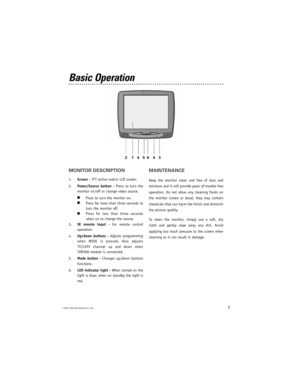 Basic operation | Directed Video RVM560 User Manual | Page 7 / 16