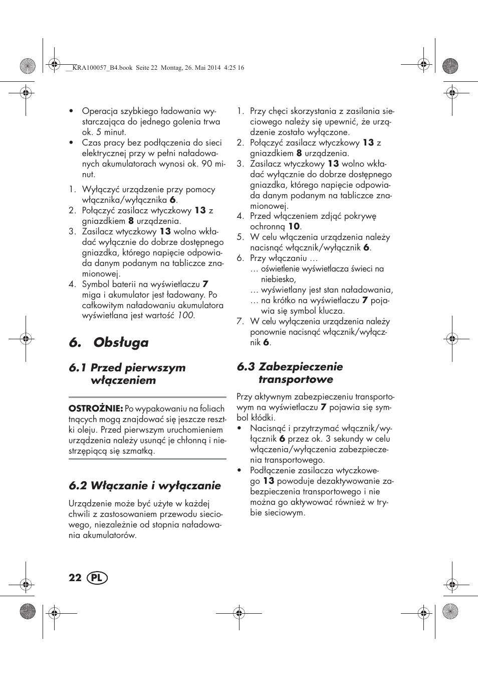 Obsuga | Silvercrest SFR 36 A1 User Manual | Page 24 / 102