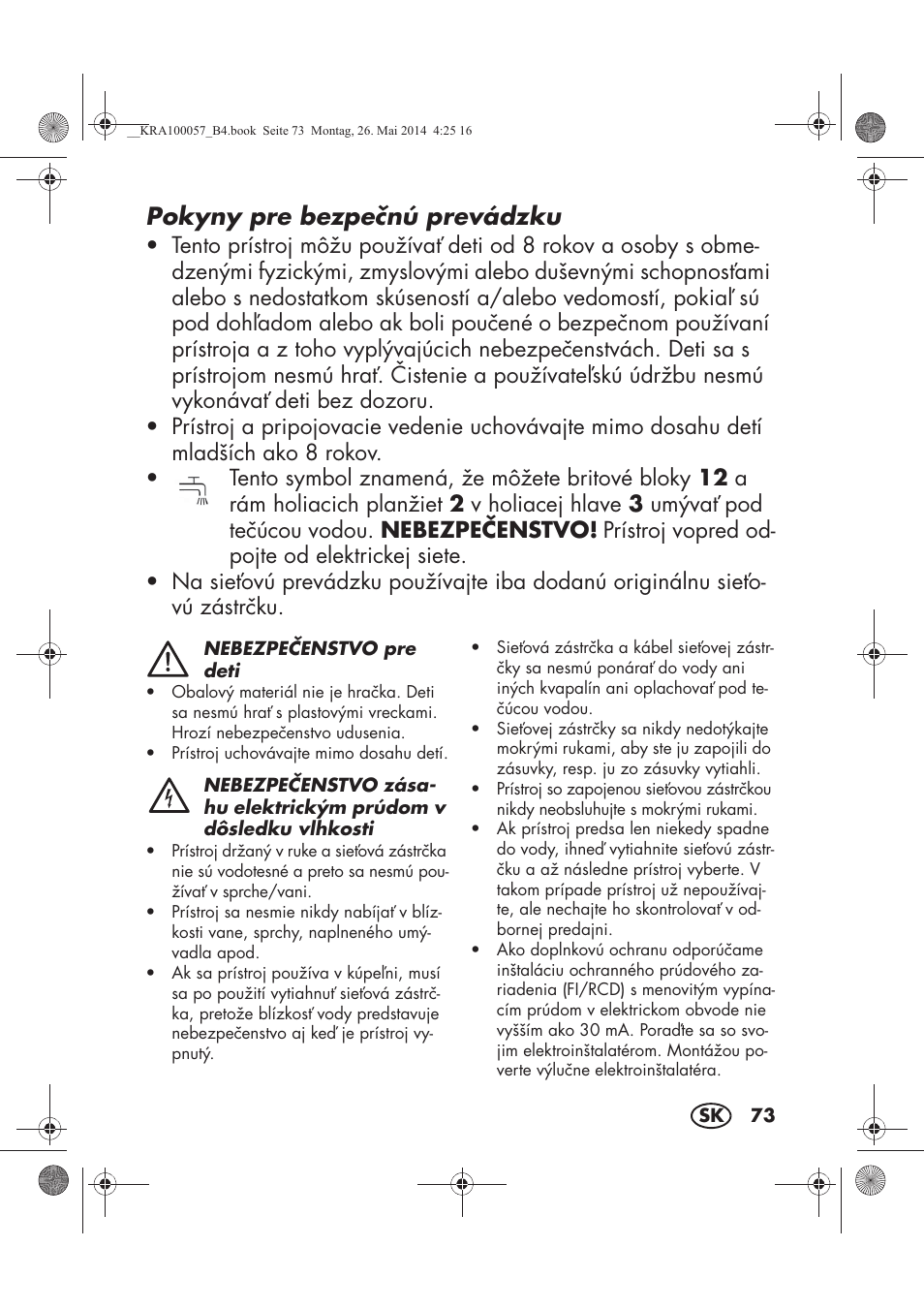 Pokyny pre bezpenú prevádzku | Silvercrest SFR 36 A1 User Manual | Page 75 / 102