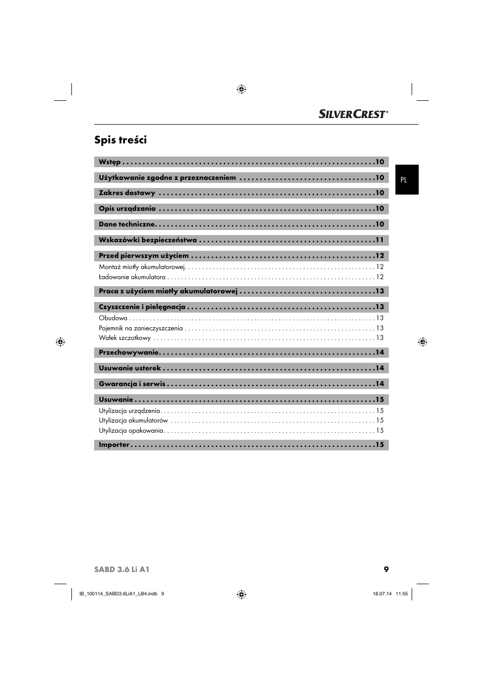 Silvercrest SABD 3.6 Li A1 User Manual | Page 12 / 60
