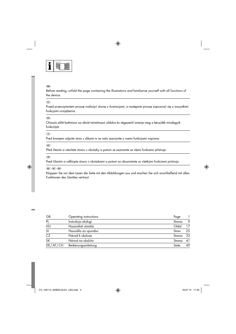 Silvercrest SABD 3.6 Li A1 User Manual | Page 2 / 60