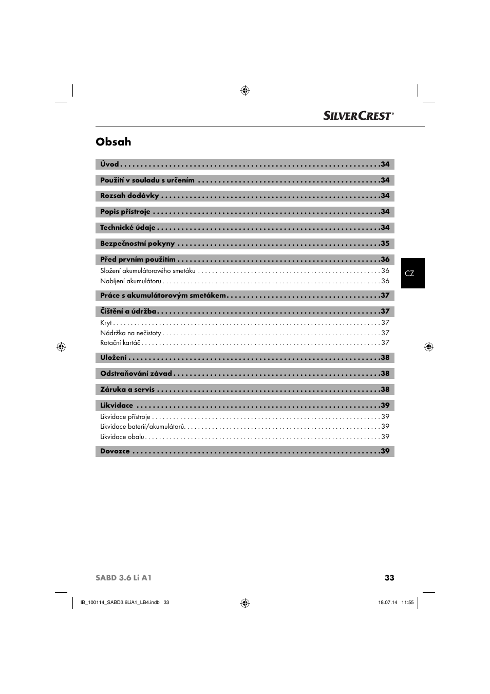 Silvercrest SABD 3.6 Li A1 User Manual | Page 36 / 60