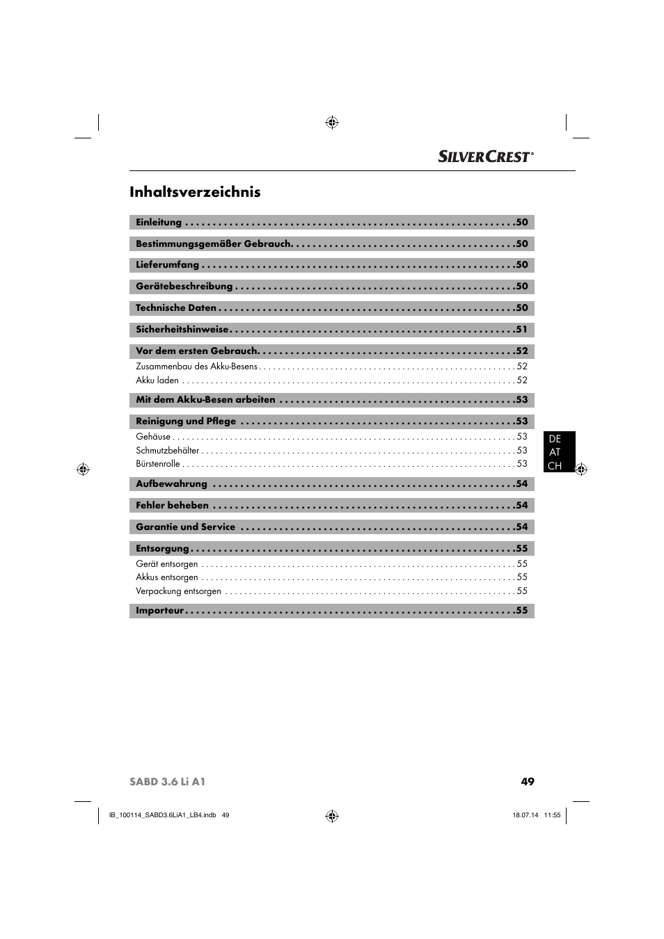 Silvercrest SABD 3.6 Li A1 User Manual | Page 52 / 60