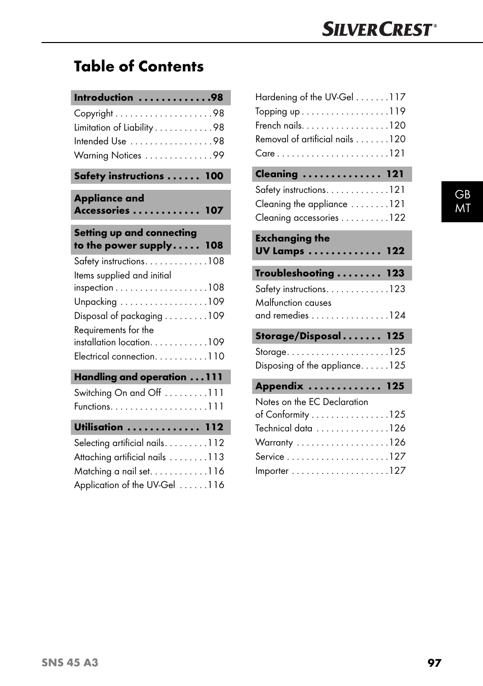 Silvercrest SNS 45 A3 User Manual | Page 100 / 163