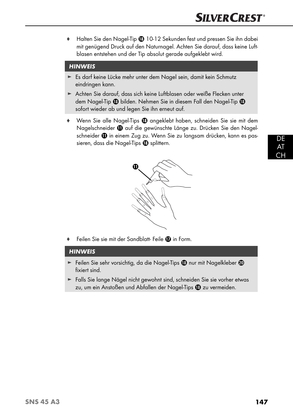 De at ch | Silvercrest SNS 45 A3 User Manual | Page 150 / 163