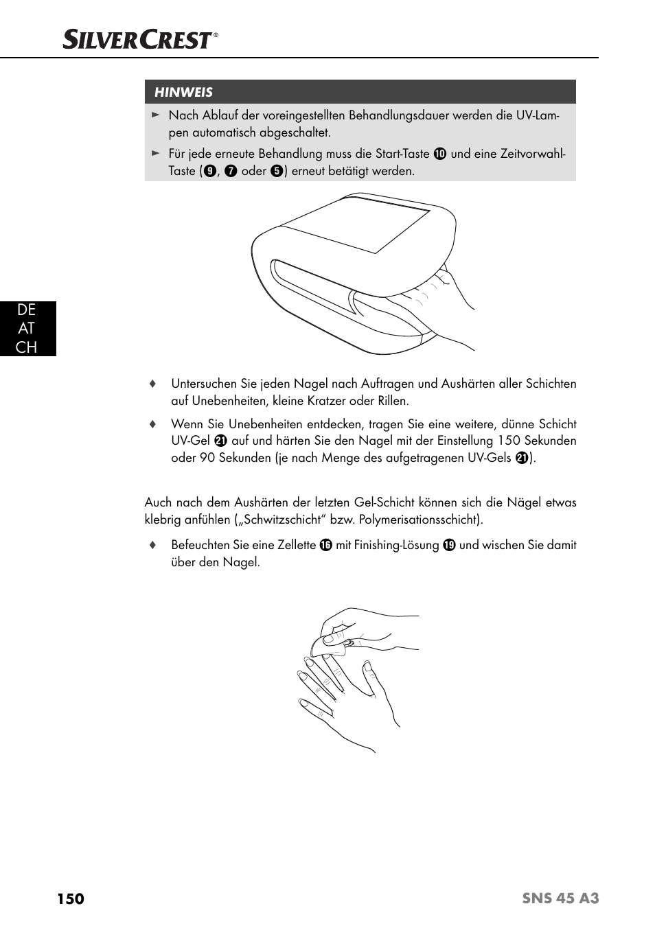 De at ch | Silvercrest SNS 45 A3 User Manual | Page 153 / 163