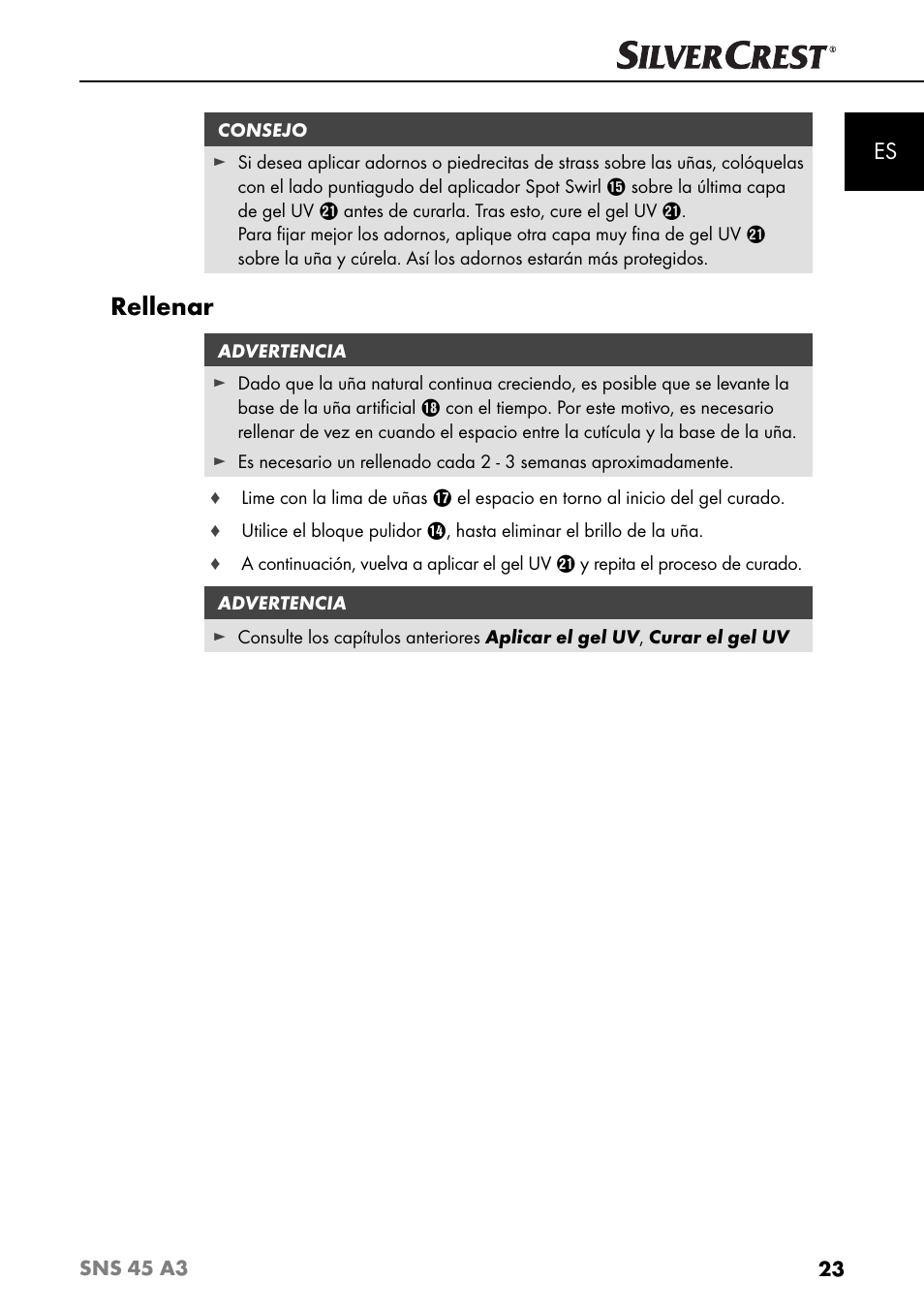 Rellenar | Silvercrest SNS 45 A3 User Manual | Page 26 / 163