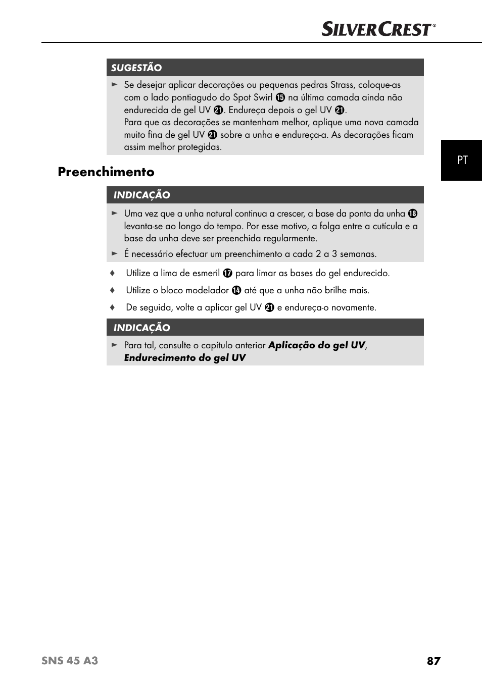 Preenchimento | Silvercrest SNS 45 A3 User Manual | Page 90 / 163