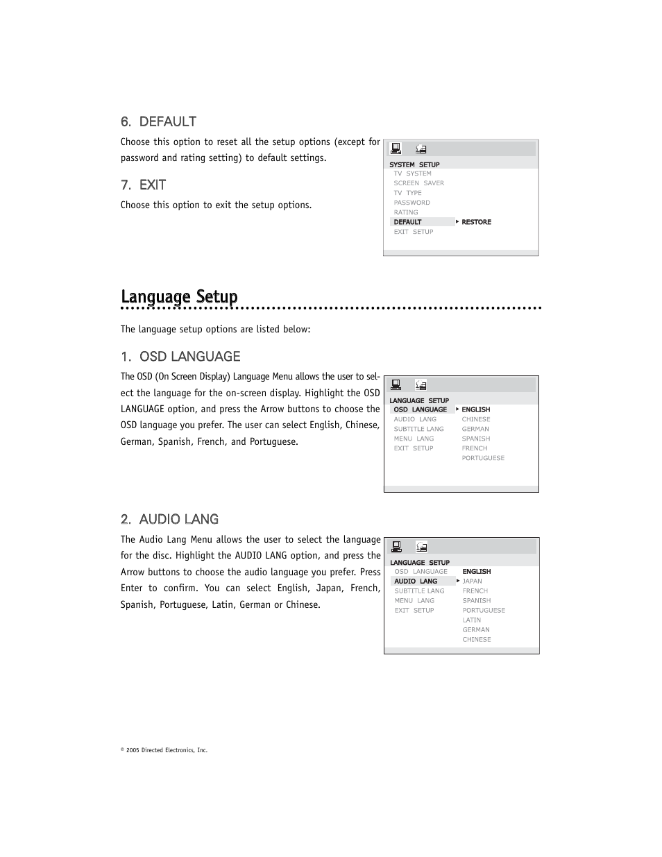 Llaan ng gu uaag gee sseettu up p | Directed Electronics OHD1021 User Manual | Page 31 / 42