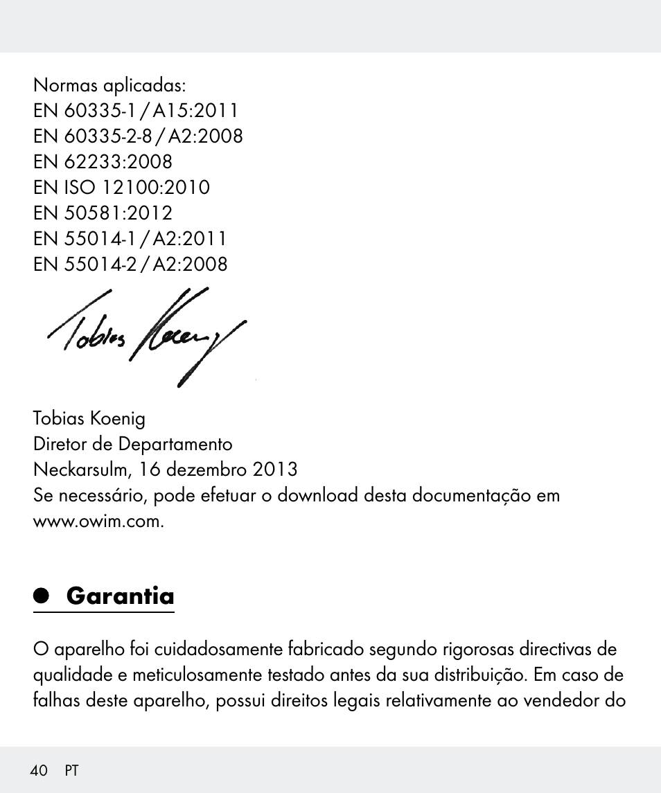 Garantia | Silvercrest Z31437 User Manual | Page 40 / 65