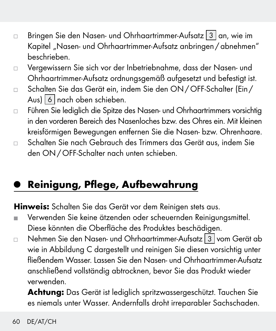 Reinigung, pflege, aufbewahrung | Silvercrest Z31437 User Manual | Page 60 / 65