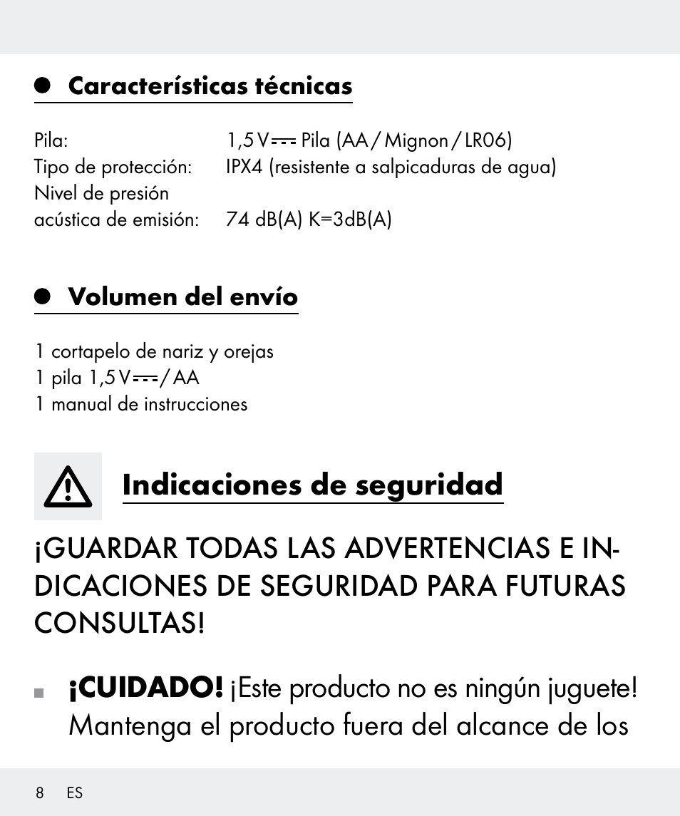 Cuidado | Silvercrest Z31437 User Manual | Page 8 / 65