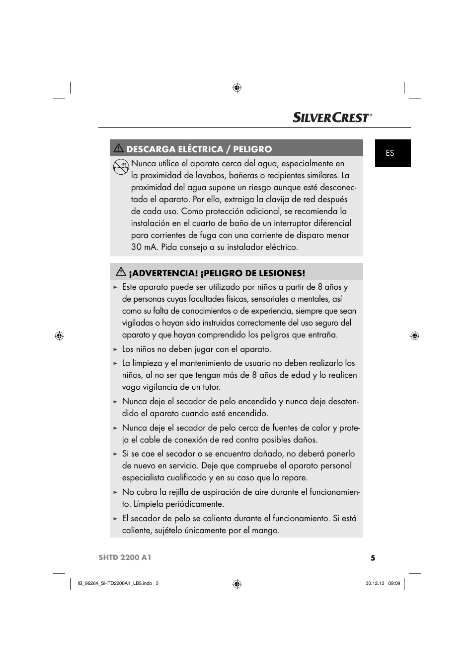 Los niños no deben jugar con el aparato | Silvercrest SHTD 2200 A1 User Manual | Page 8 / 54