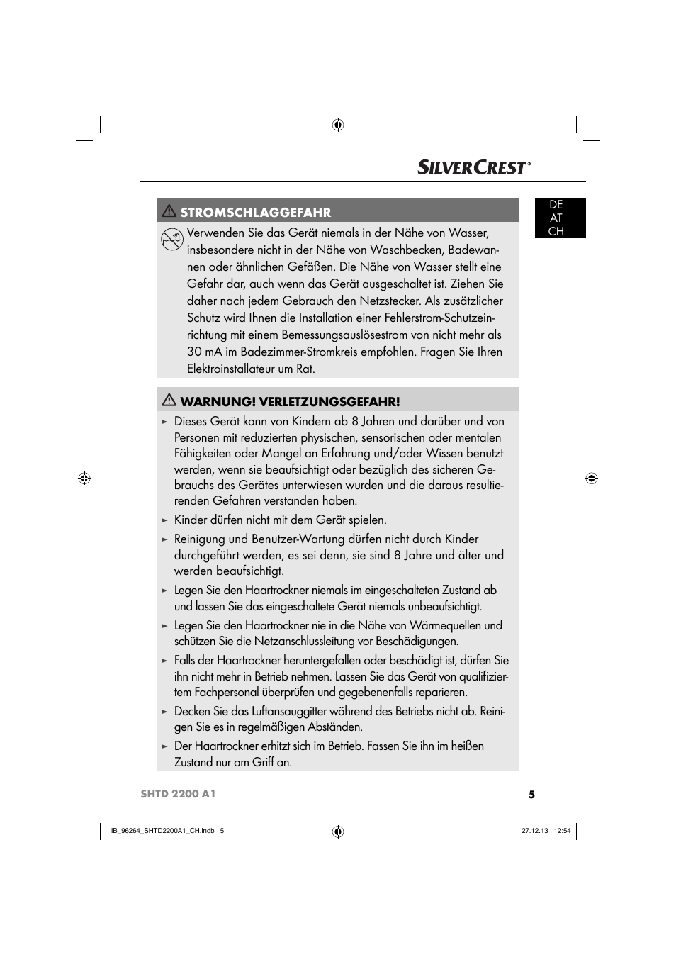 Kinder dürfen nicht mit dem gerät spielen | Silvercrest SHTD 2200 A1 User Manual | Page 8 / 43
