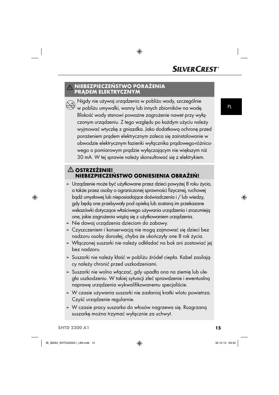 Nie dawaj urządzenia dzieciom do zabawy | Silvercrest SHTD 2200 A1 User Manual | Page 18 / 74
