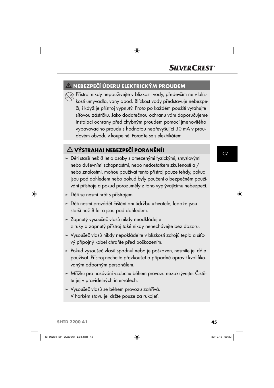 Děti se nesmí hrát s přístrojem | Silvercrest SHTD 2200 A1 User Manual | Page 48 / 74