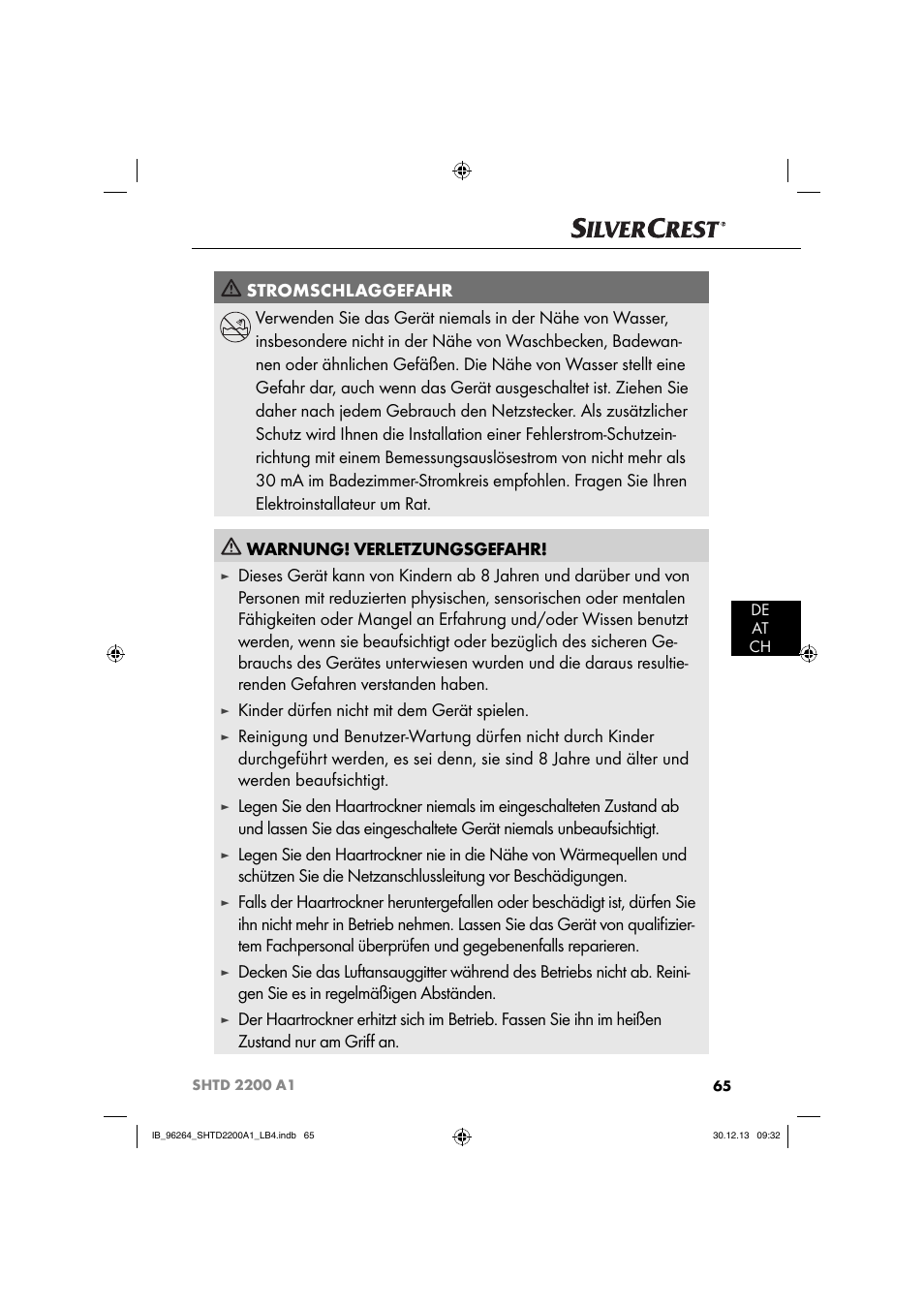 Kinder dürfen nicht mit dem gerät spielen | Silvercrest SHTD 2200 A1 User Manual | Page 68 / 74