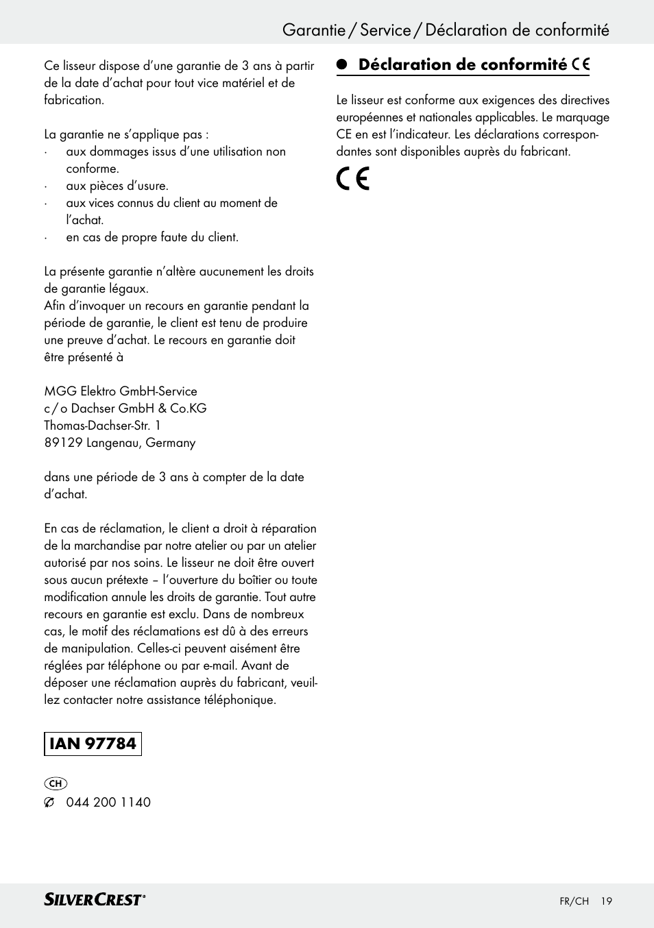 Garantie / service / déclaration de conformité, Déclaration de conformité | Silvercrest SHG 35 A1 User Manual | Page 18 / 36