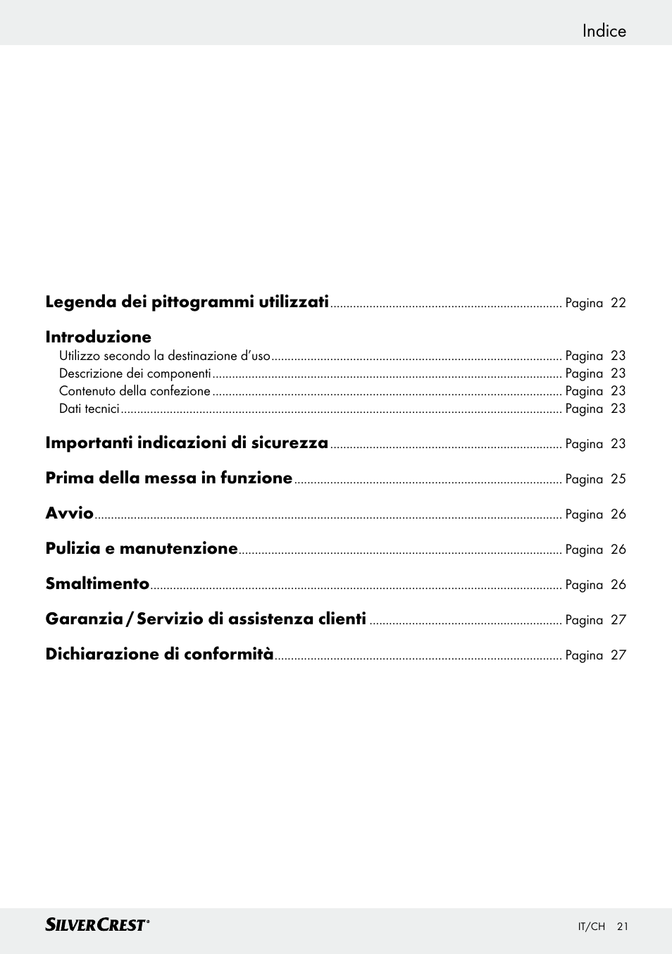 Indice | Silvercrest SHG 35 A1 User Manual | Page 20 / 36