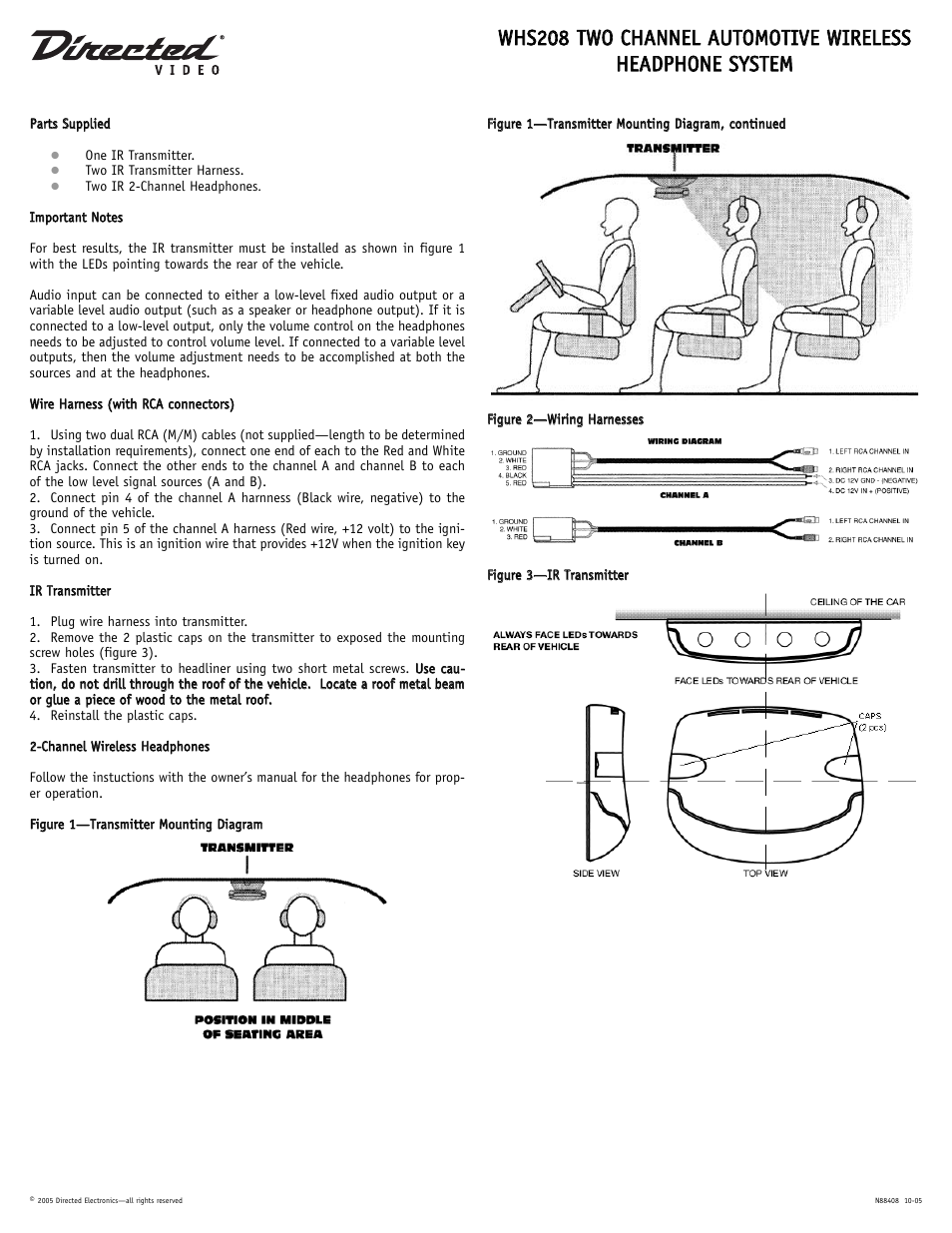 Directed Video WHS208 User Manual | 1 page