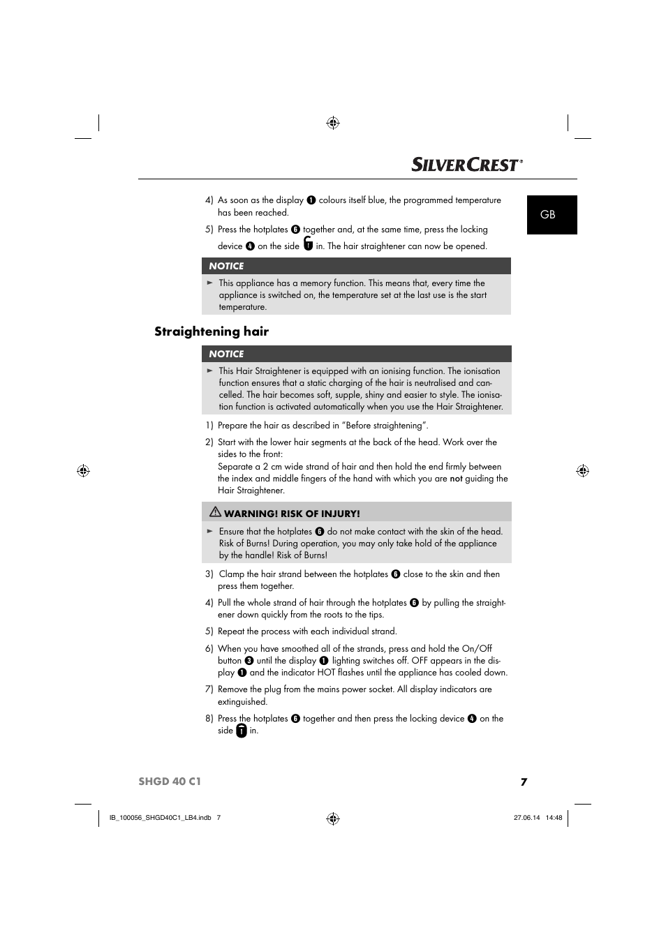 Straightening hair | Silvercrest SHGD 40 C1 User Manual | Page 10 / 63