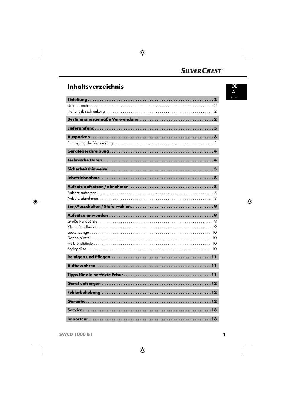 Silvercrest SWCD 1000 B1 User Manual | Page 4 / 59